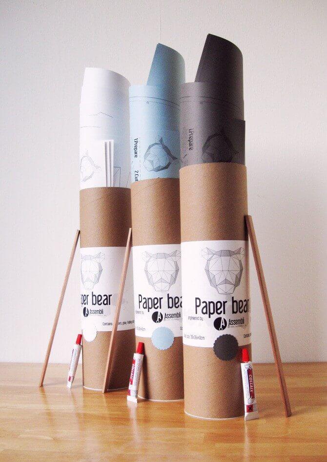 Paper Bear - Trophée en papier Assembli